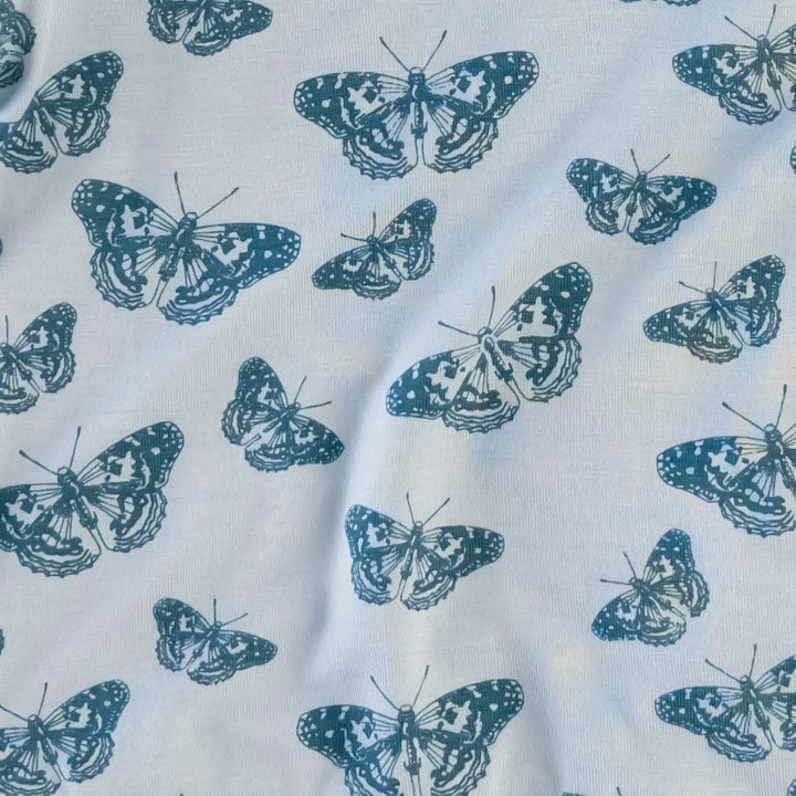retro short set | stormy blue butterfly | bamboo