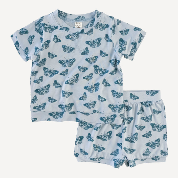 retro short set | stormy blue butterfly | bamboo
