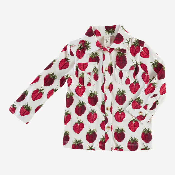 long sleeve military top | strawberry | organic cotton jersey