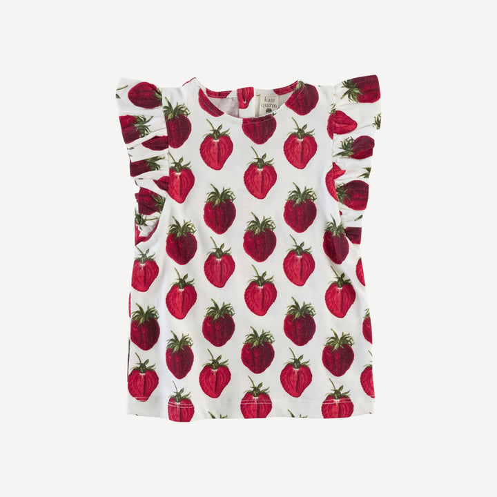 flutter ruffle tee | strawberry | organic cotton jersey