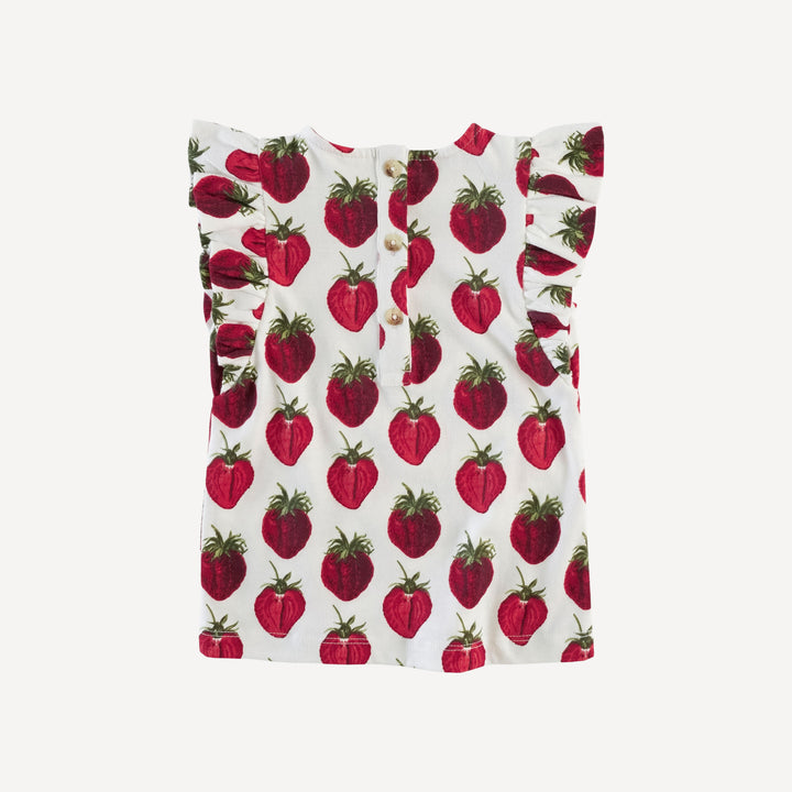 flutter ruffle tee | strawberry | organic cotton jersey