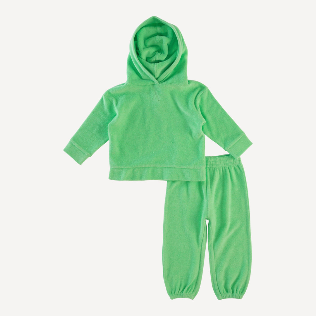 long sleeve  hoodie relaxed jogger set | summer green | organic cotton terry