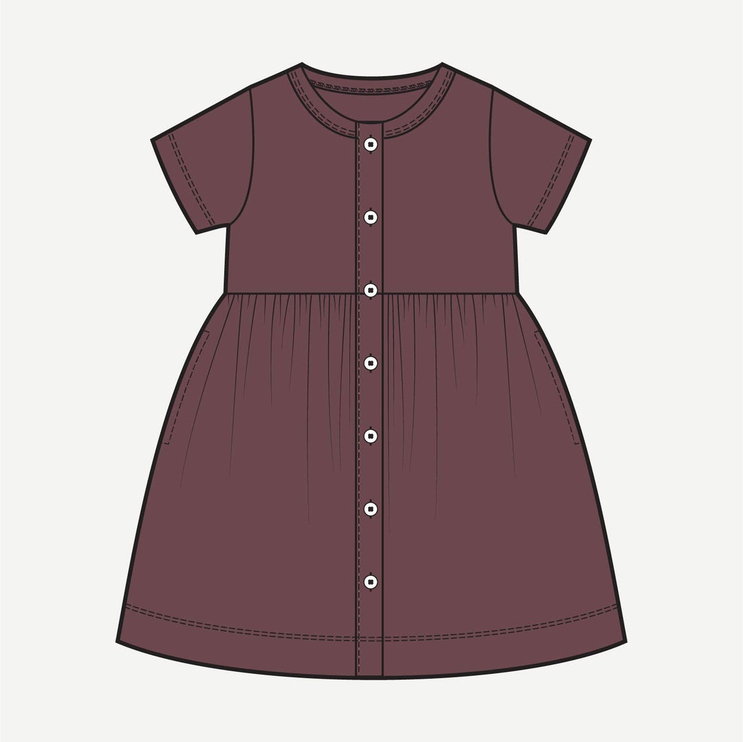 PREORDER short sleeve button dress | mahogany | modal