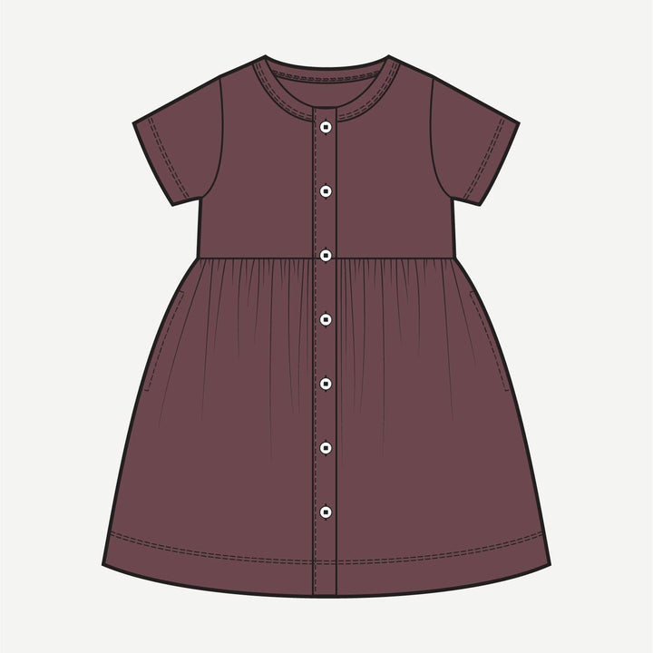 PREORDER short sleeve button dress | mahogany | modal