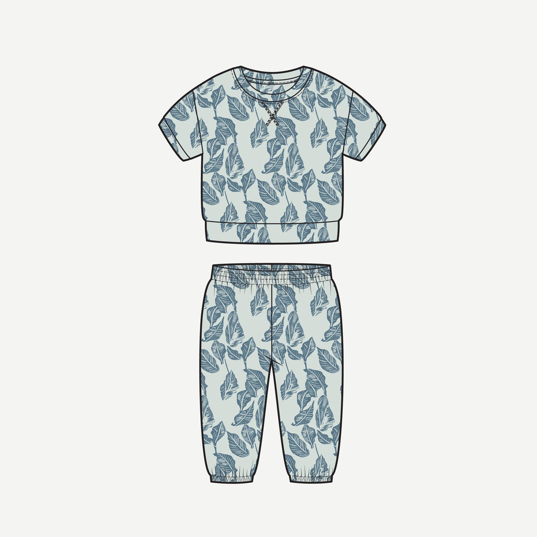 PREORDER short sleeve relaxed jogger set | arctic leaf | modal