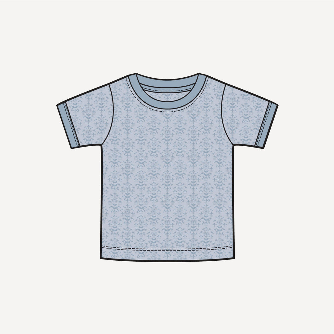 PREORDER short sleeve ringer tee | cornflower folk wallpaper | bamboo