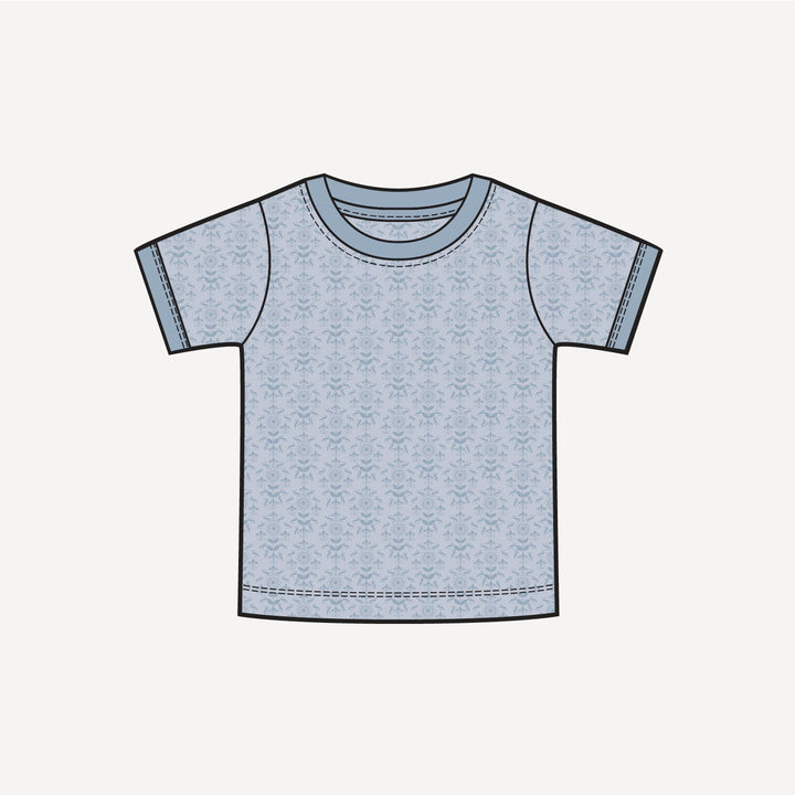 PREORDER short sleeve ringer tee | cornflower folk wallpaper | bamboo