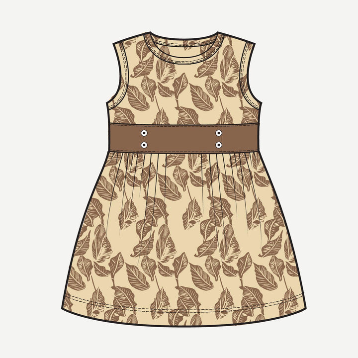 PREORDER sleeveless belted dress | porcini leaf | modal