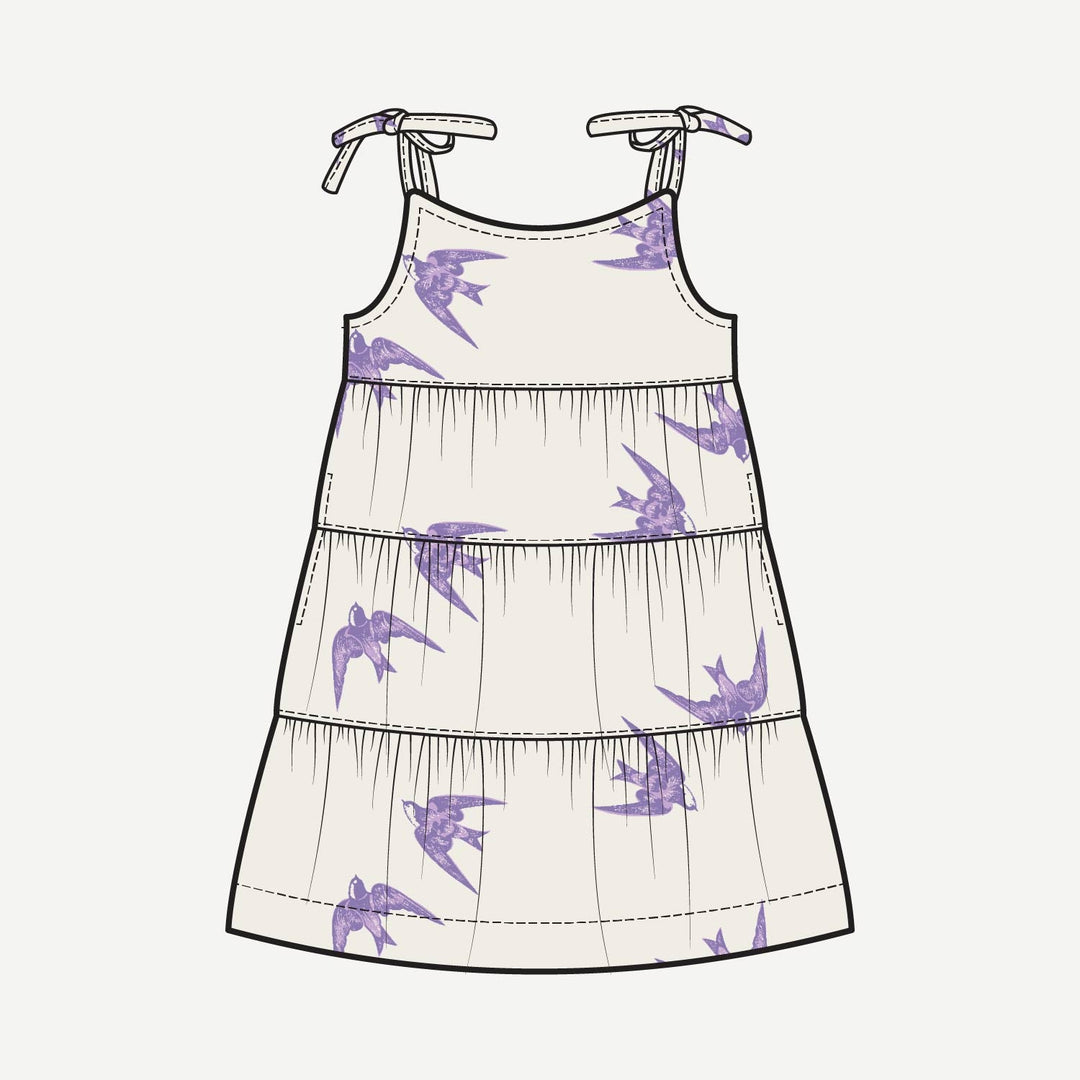PREORDER spaghetti tie prairie dress | lavender sparrow | modal