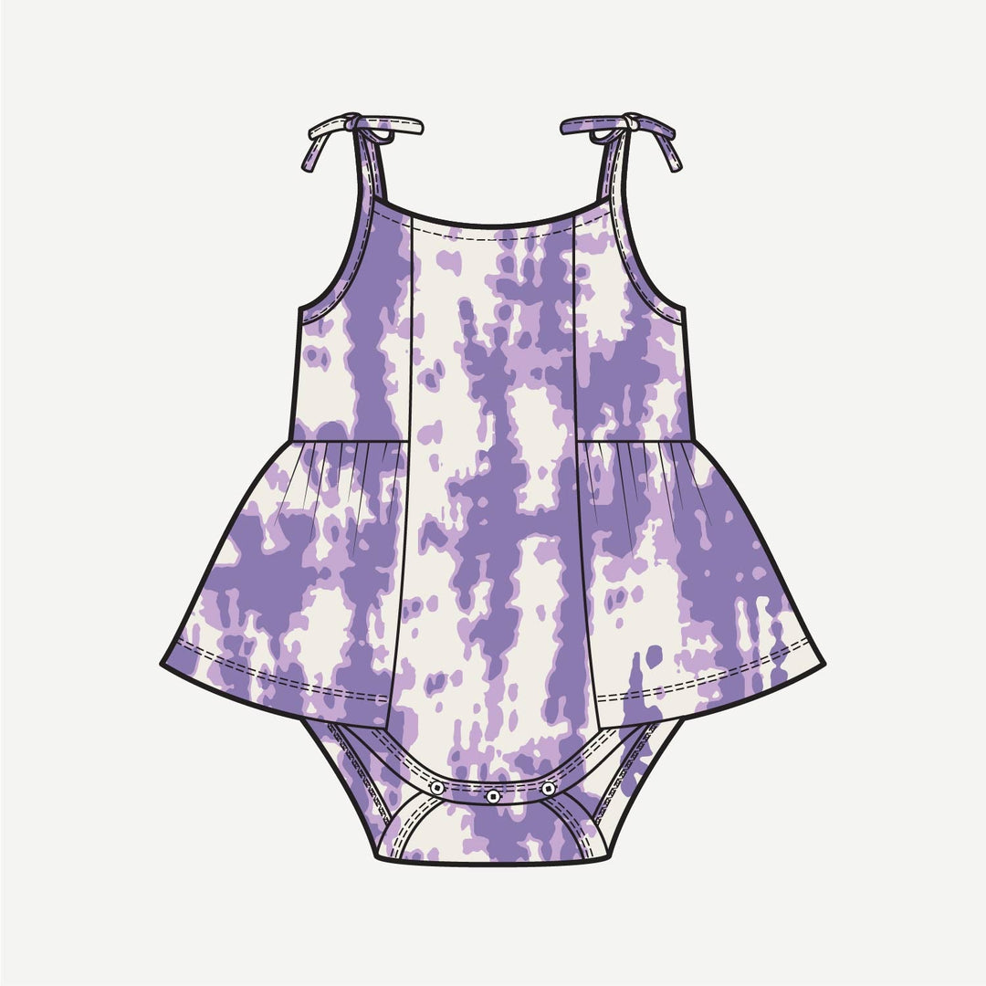PREORDER spaghetti tie ballerina bubble | lavender shibori | modal
