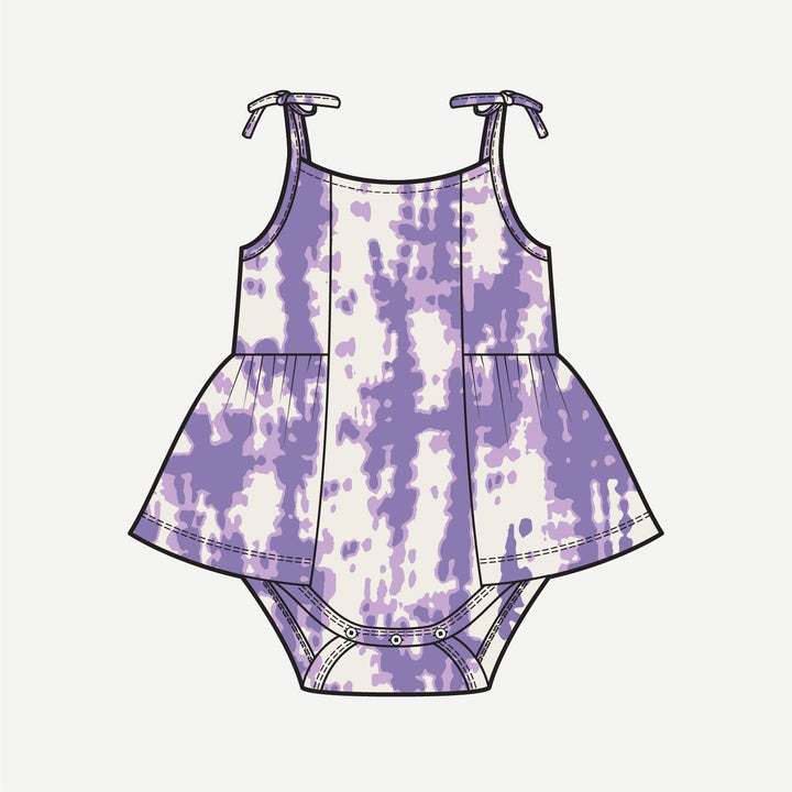 PREORDER spaghetti tie ballerina bubble | lavender shibori | modal