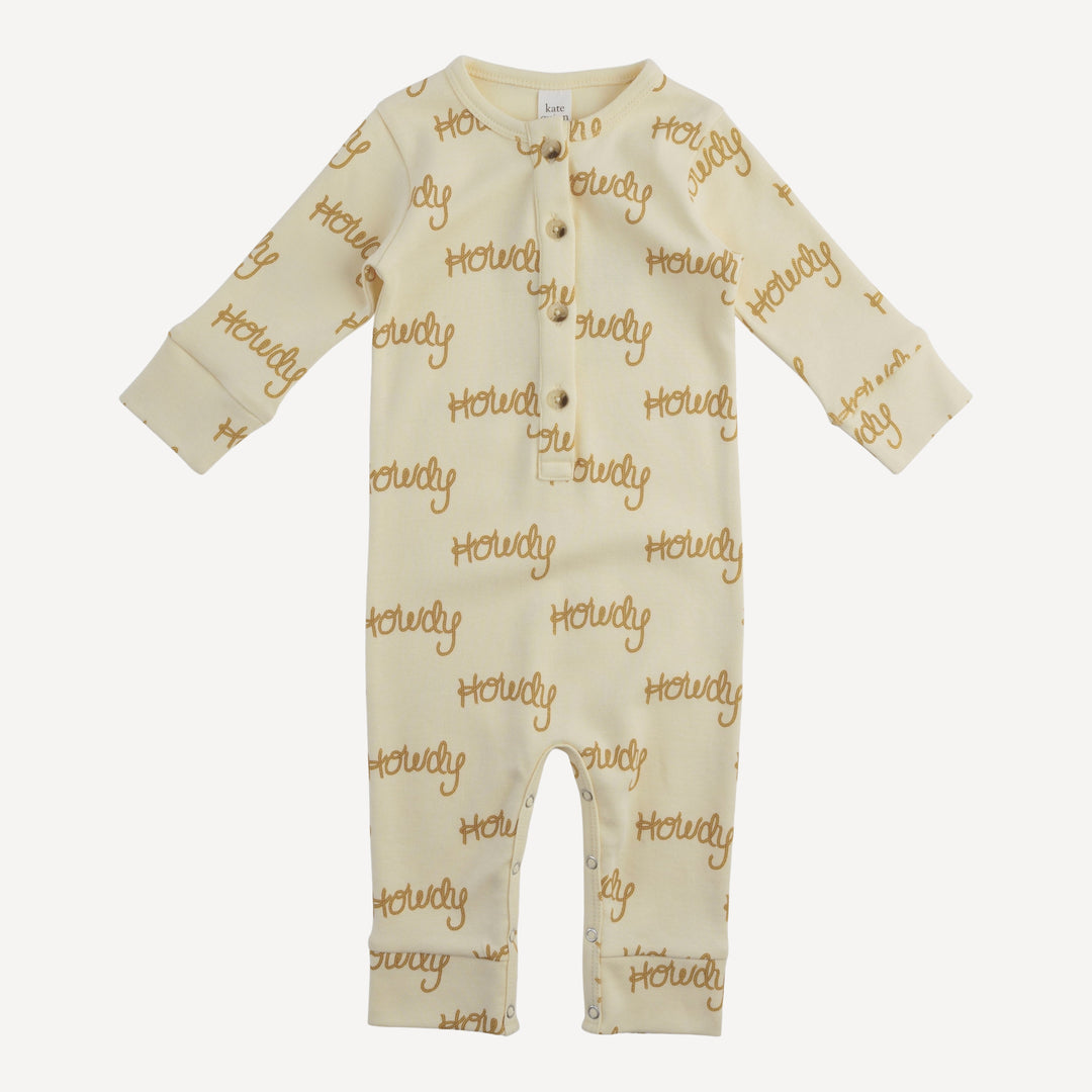 long sleeve sport union suit | tan howdy | organic cotton interlock