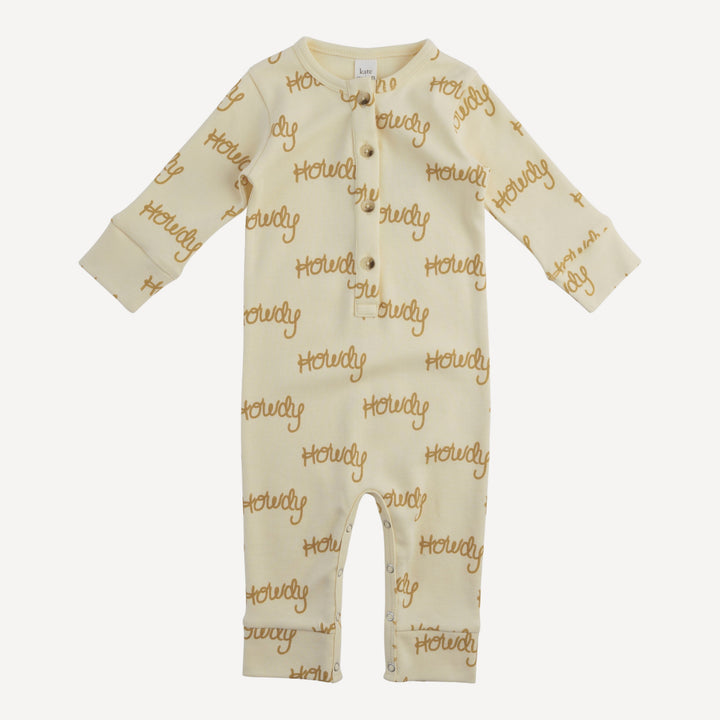 long sleeve sport union suit | tan howdy | organic cotton interlock