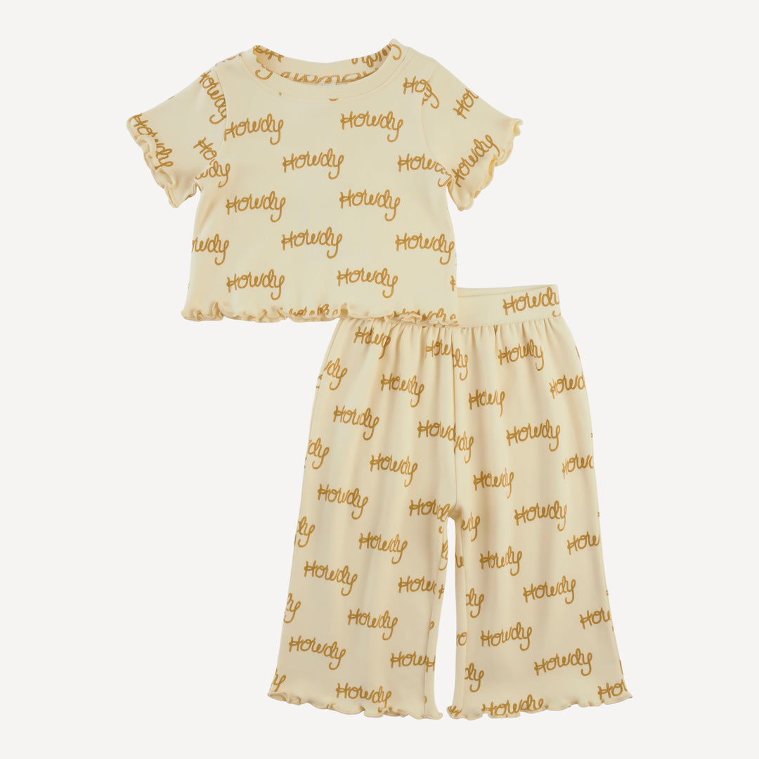 short sleeve jade set | tan howdy | organic cotton interlock