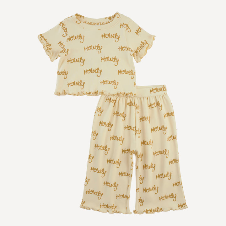 short sleeve jade set | tan howdy | organic cotton interlock