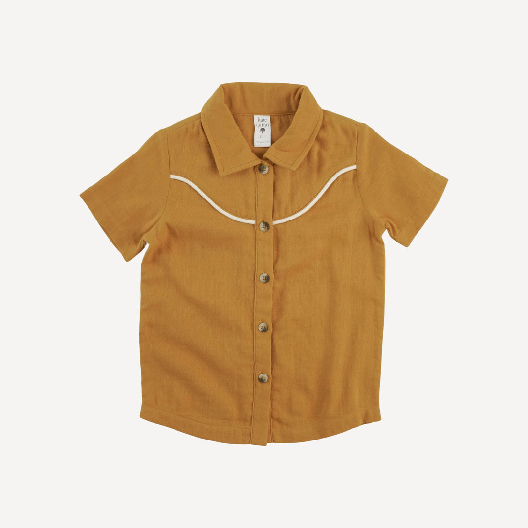 short sleeve urban cowboy top | tan | organic cotton gauze