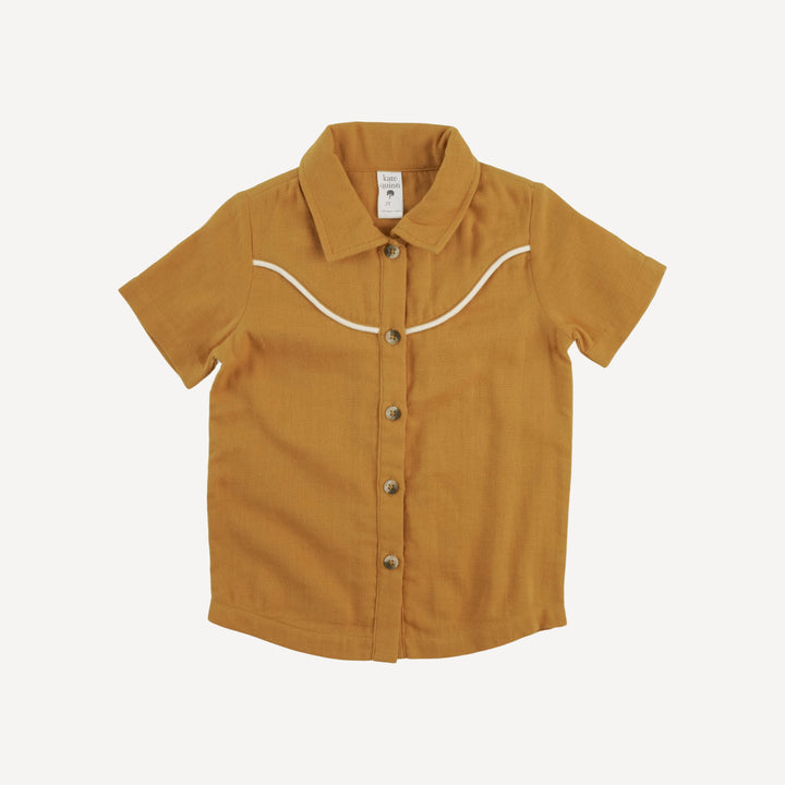 short sleeve urban cowboy top | tan | organic cotton gauze