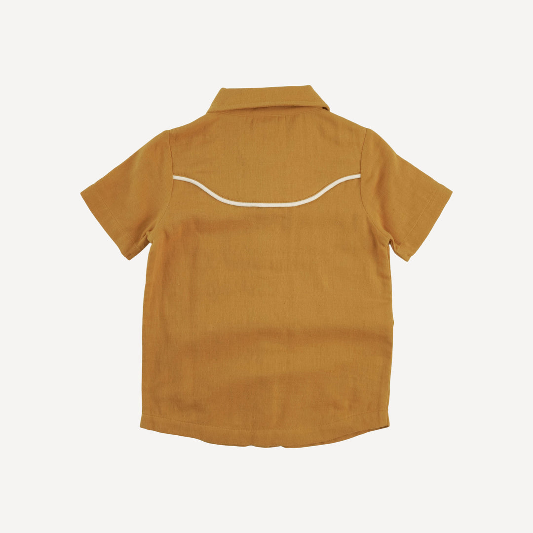 short sleeve urban cowboy top | tan | organic cotton gauze