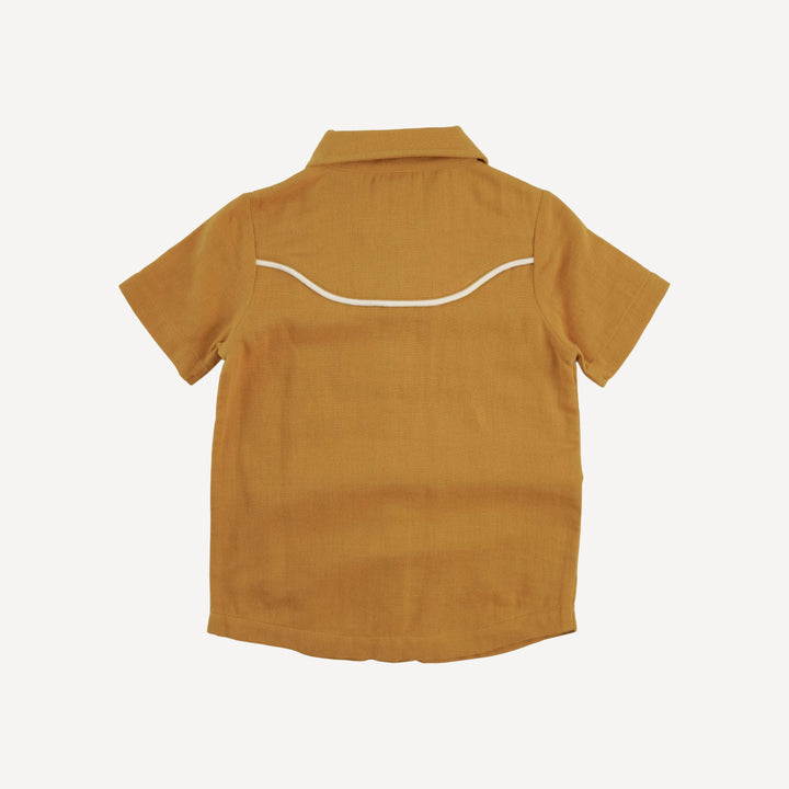 short sleeve urban cowboy top | tan | organic cotton gauze