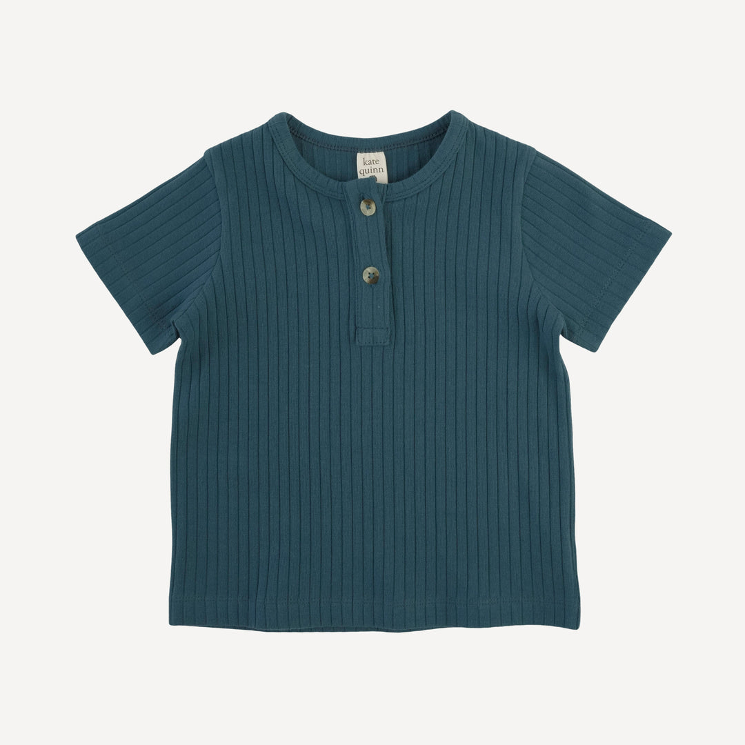 short sleeve basic henley tee | tapestry | organic cotton wide rib