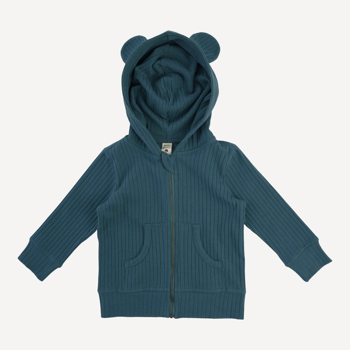three bears zipper hoodie | tapestry | organic cotton wide rib