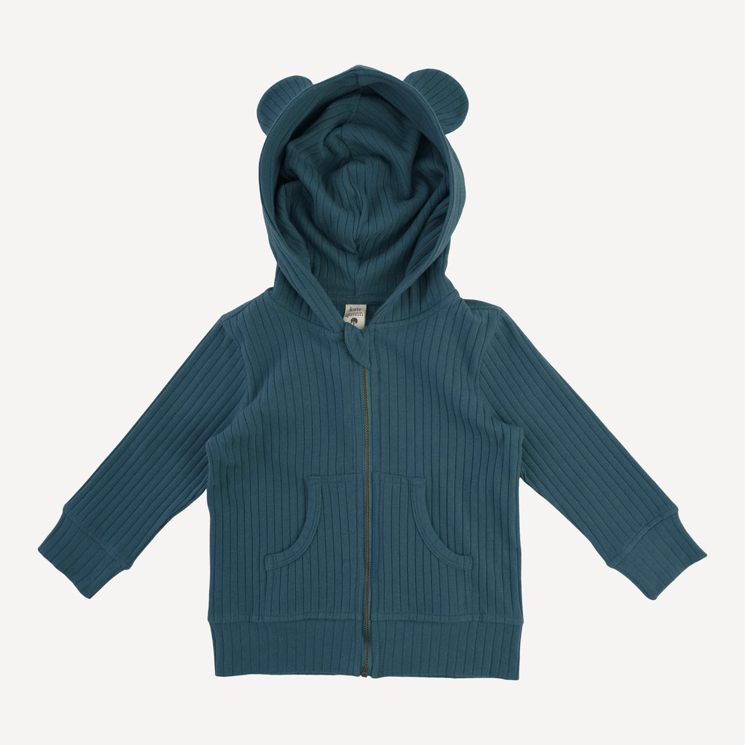 three bears zip hoodie | tapestry | organic cotton wide rib