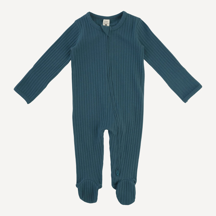 long sleeve two way zipper footie | tapestry | organic cotton wide rib