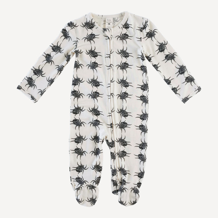 long sleeve two way zipper footie | tarantula | organic cotton interlock