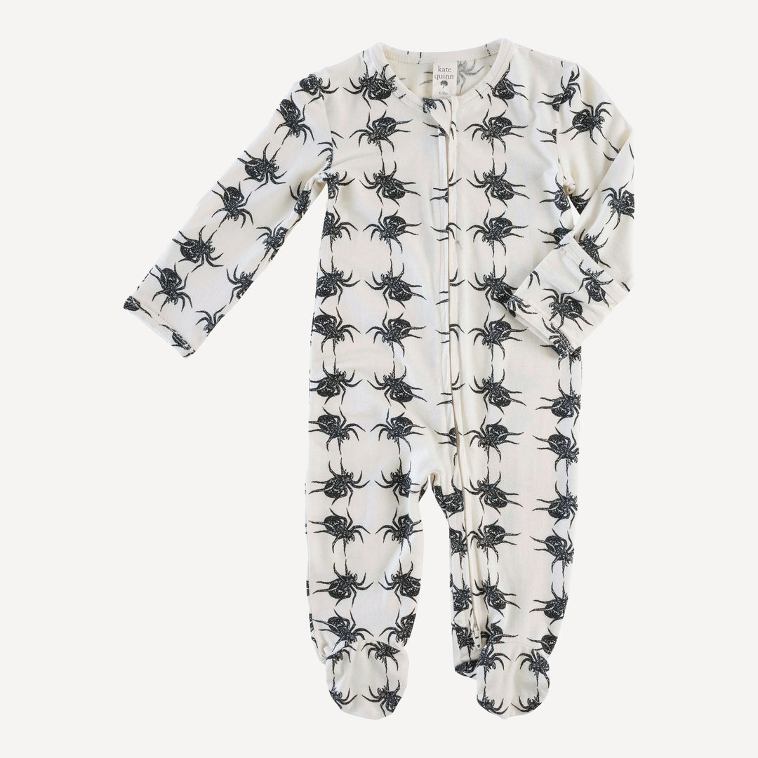 long sleeve two way zipper footie | tarantula | organic cotton interlock