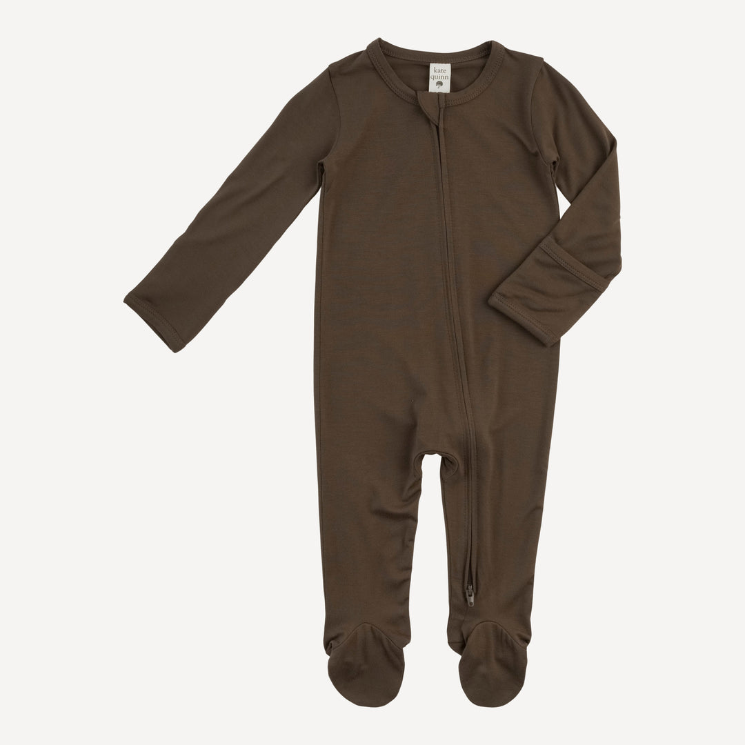 long sleeve two way zipper footie | tarmac | bamboo