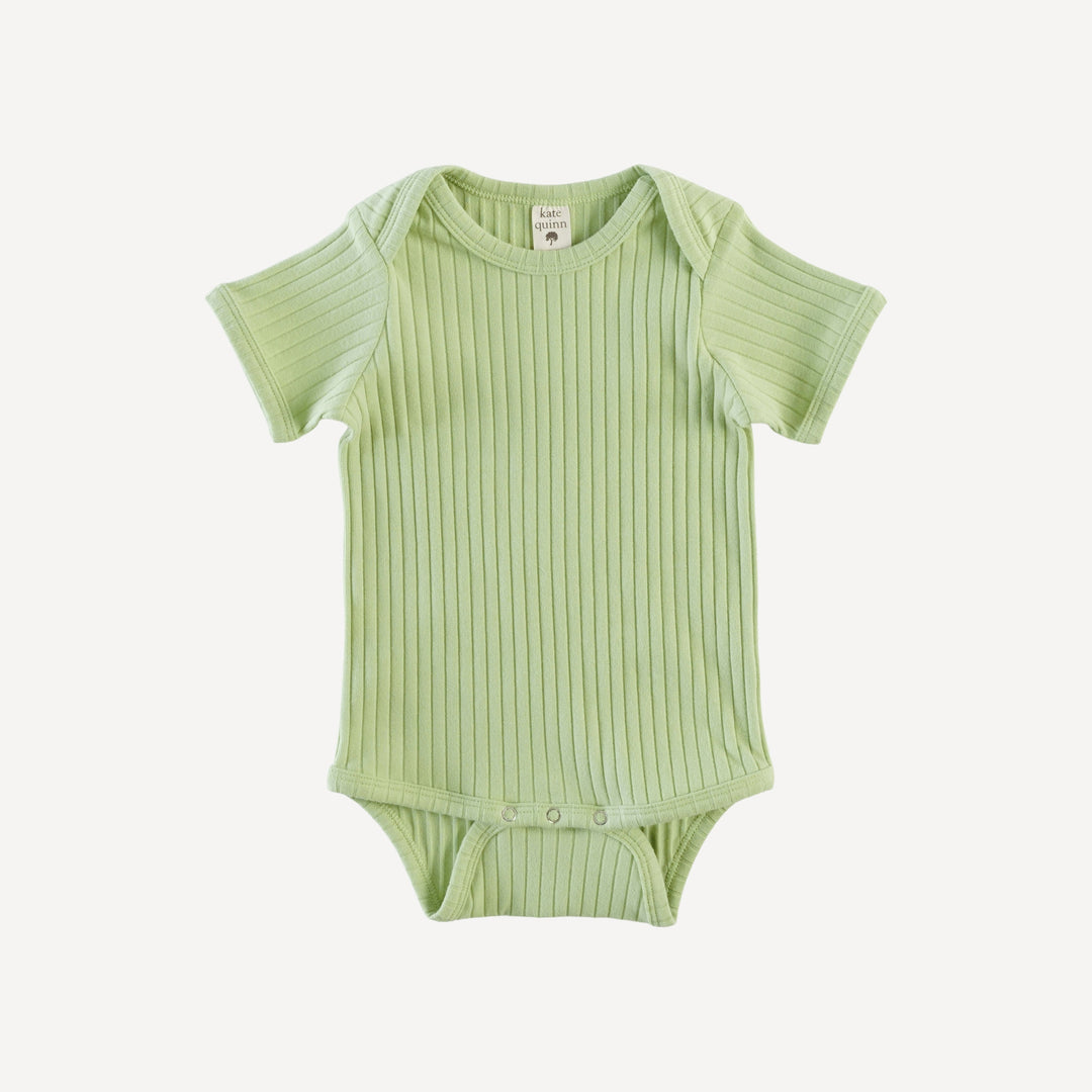 short sleeve lap neck bodysuit | tarragon | organic cotton wide rib