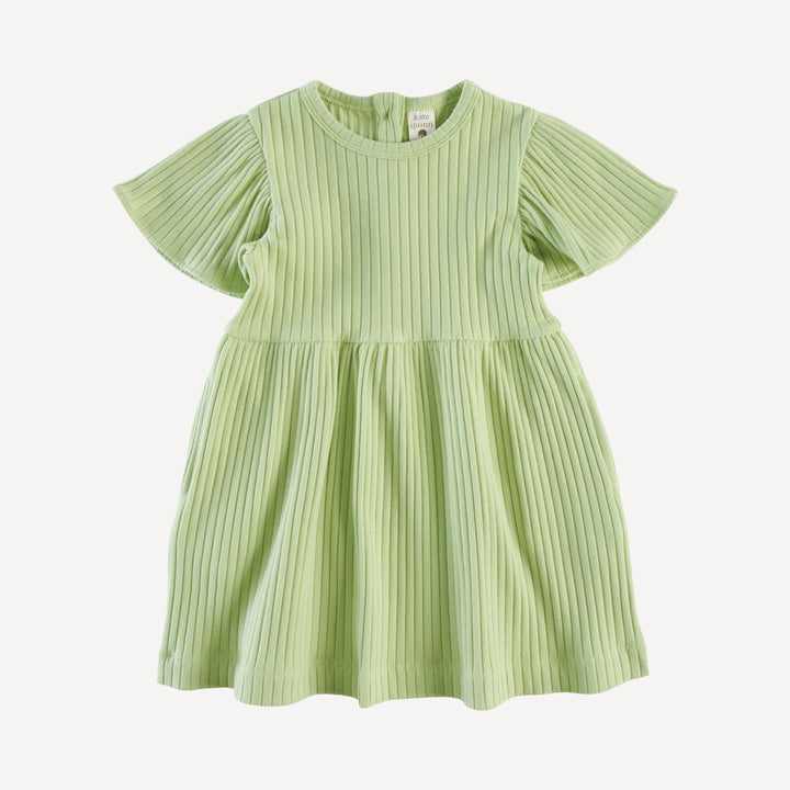 flutter sleeve dress | tarragon | organic cotton wide rib