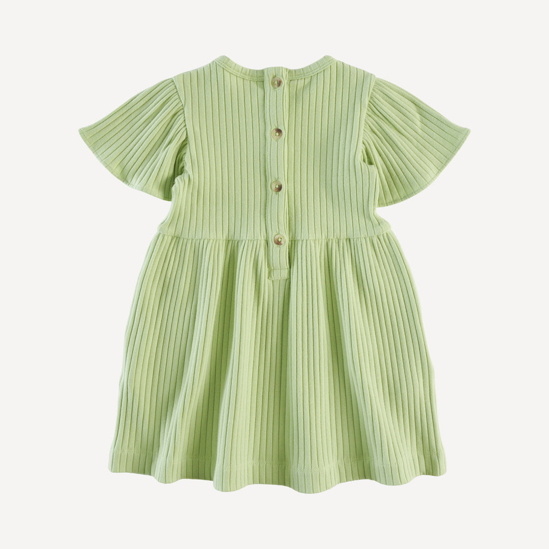 flutter sleeve dress | tarragon | organic cotton wide rib