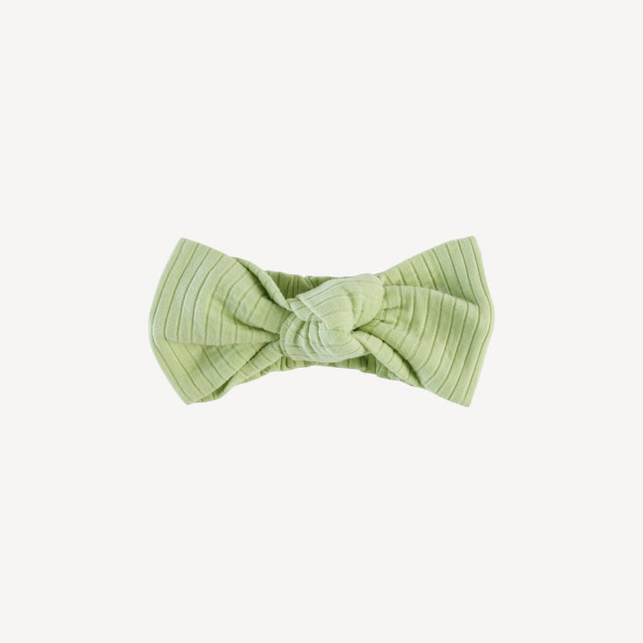 large bow elastic headband | tarragon | organic cotton wide rib