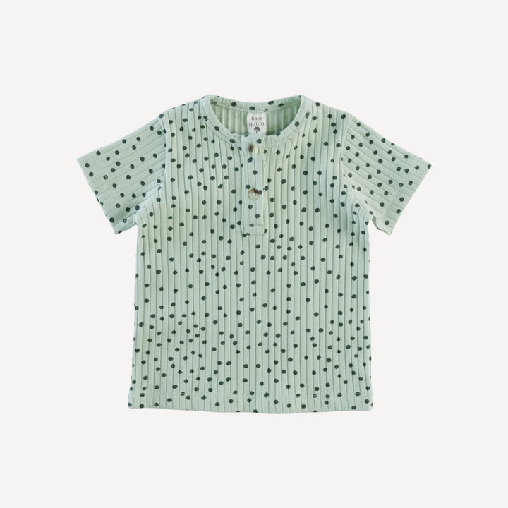 short sleeve basic henley tee | thyme dot | organic cotton wide rib
