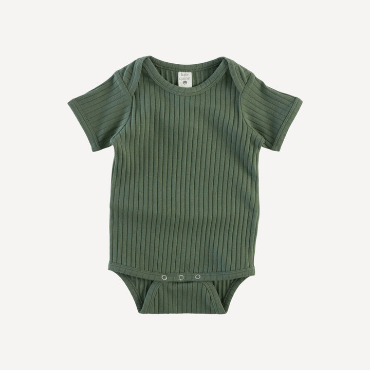 short sleeve lap neck bodysuit | thyme | organic cotton wide rib