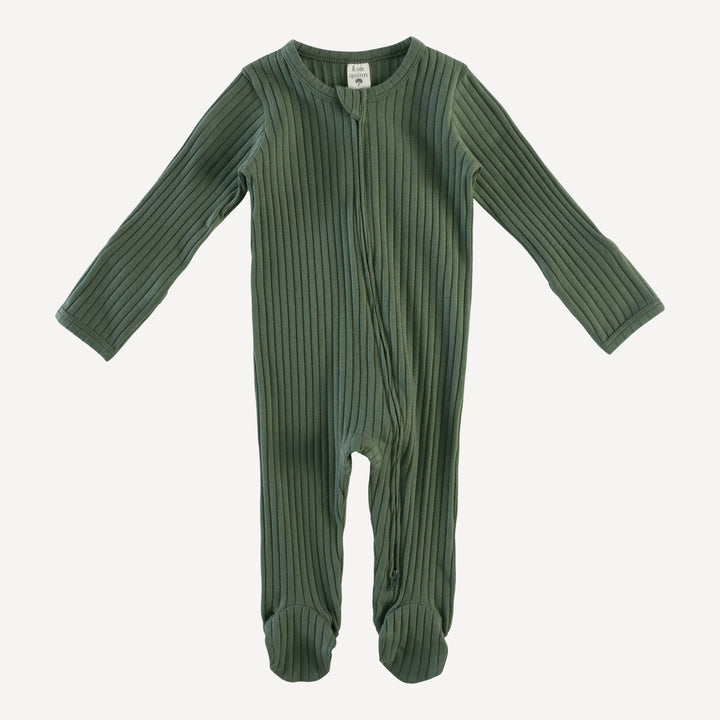 long sleeve two way zipper footie | thyme | organic cotton wide rib