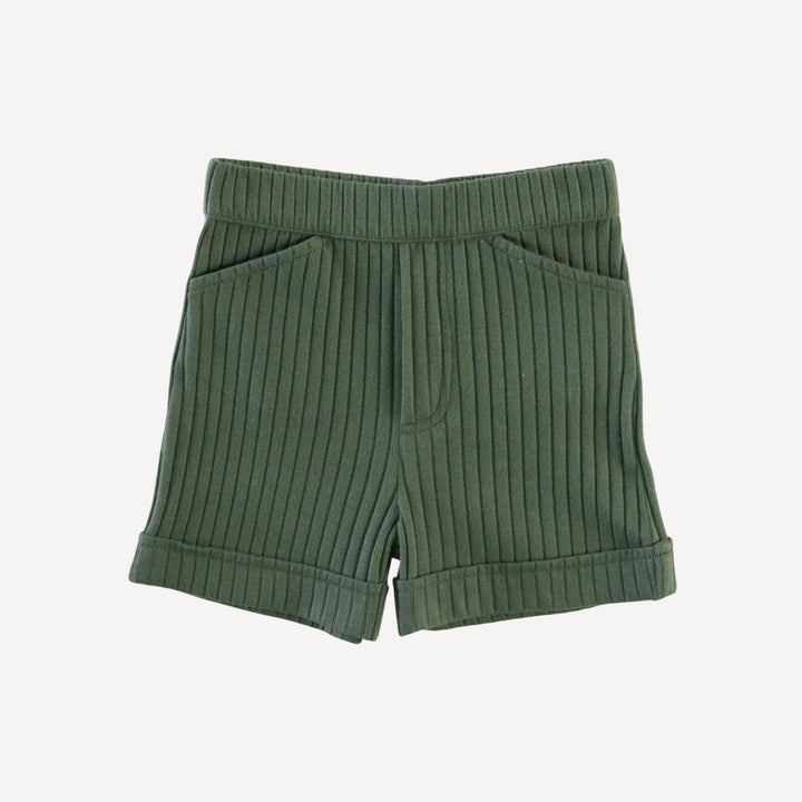 cuffed pocket short | thyme | organic cotton wide rib
