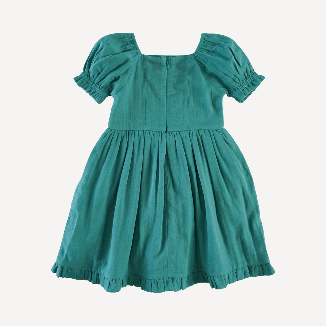 puff sleeve v-waist princess dress | tide | organic cotton gauze