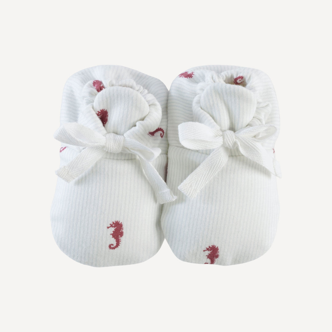tie booties | seahorse stripe | bamboo