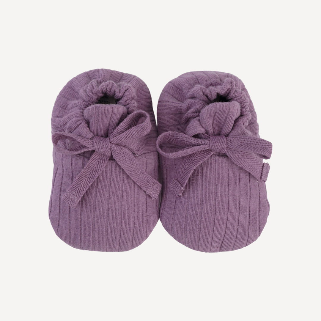 tie booties | grape gloss | organic cotton wide rib