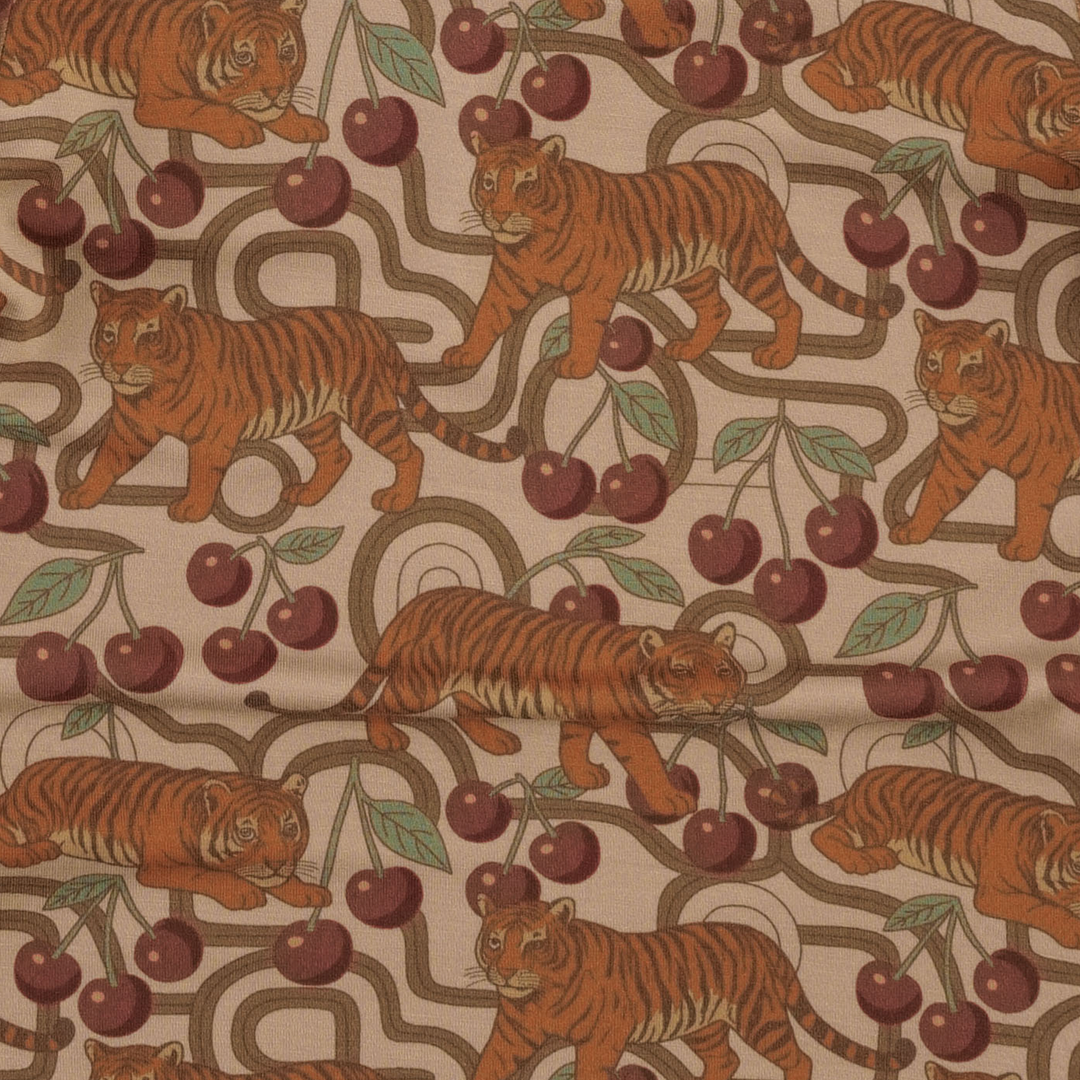 long sleeve twirl dress | tiger cherries | light weight bamboo