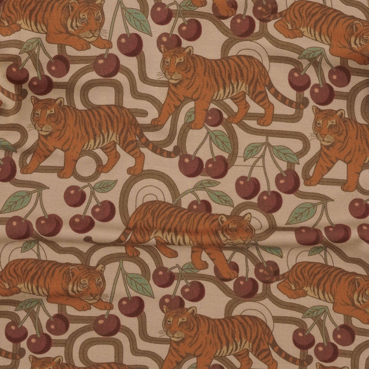 short sleeve relaxed jogger set | tiger cherries | light weight bamboo