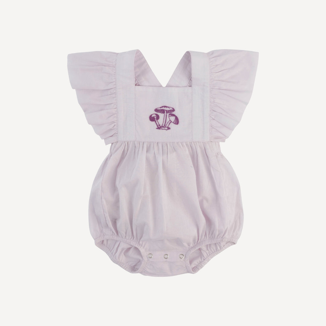 ruffle strap bubble | tinted crystal | organic cotton woven