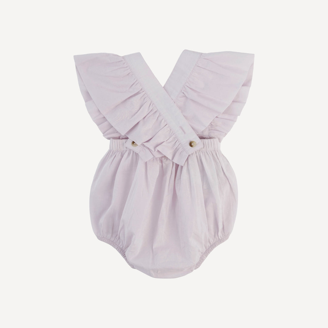 ruffle strap bubble | tinted crystal | organic cotton woven