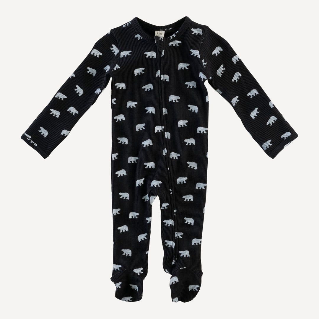 long sleeve zipper footie | tiny polar bear | organic cotton thermal