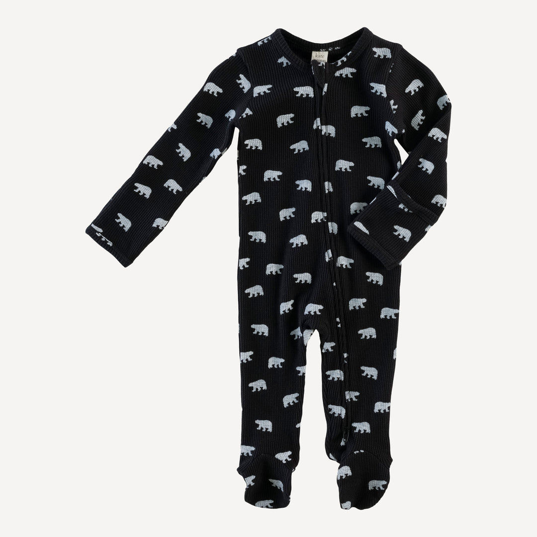 long sleeve zipper footie | tiny polar bear | organic cotton thermal