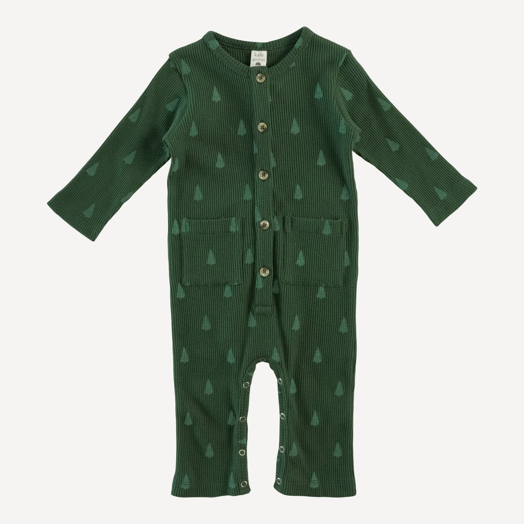 long sleeve button down pocket jumpsuit | tiny tree | organic cotton thermal