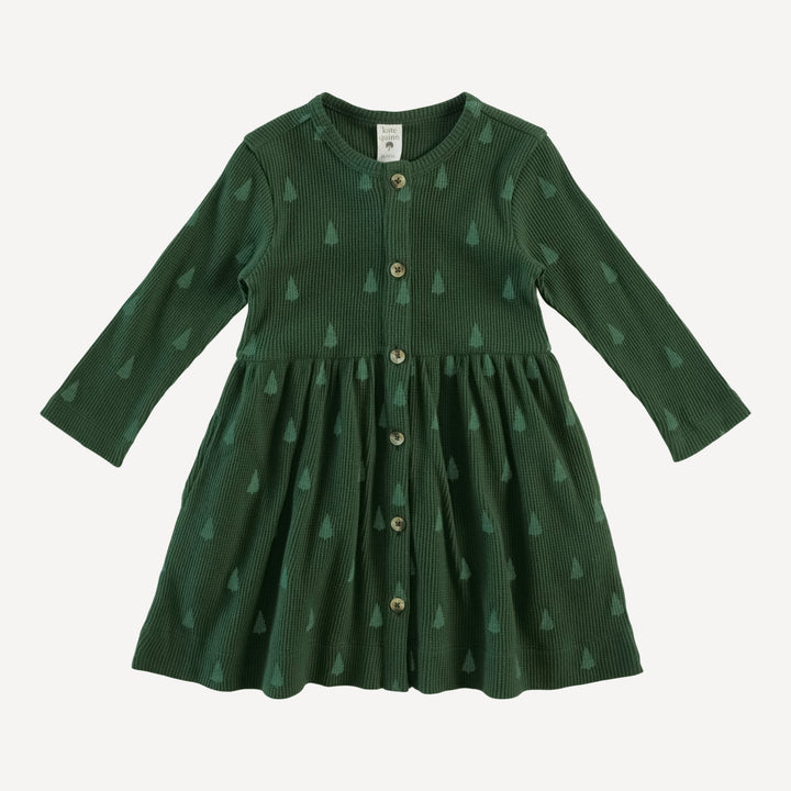 long sleeve button dress | tiny tree | organic cotton thermal