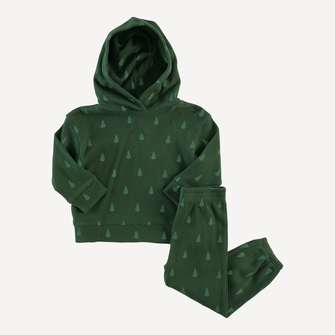 long sleeve boxy topstitch hoodie + relaxed jogger set | tiny tree | organic cotton thermal